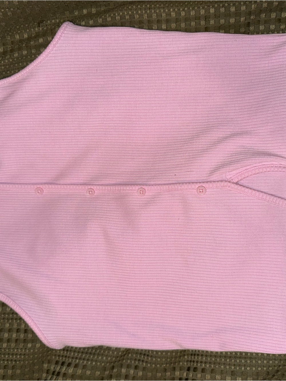 Pink Ribbed Button-Front Girls Tank - Picture 4 of 5